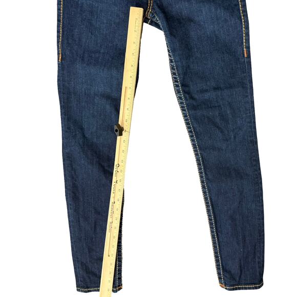 True Religion Dark Blue Low Rise Flap Big T Skinny Jeans Size 27 Contrast Stitch - Picture 6 of 10